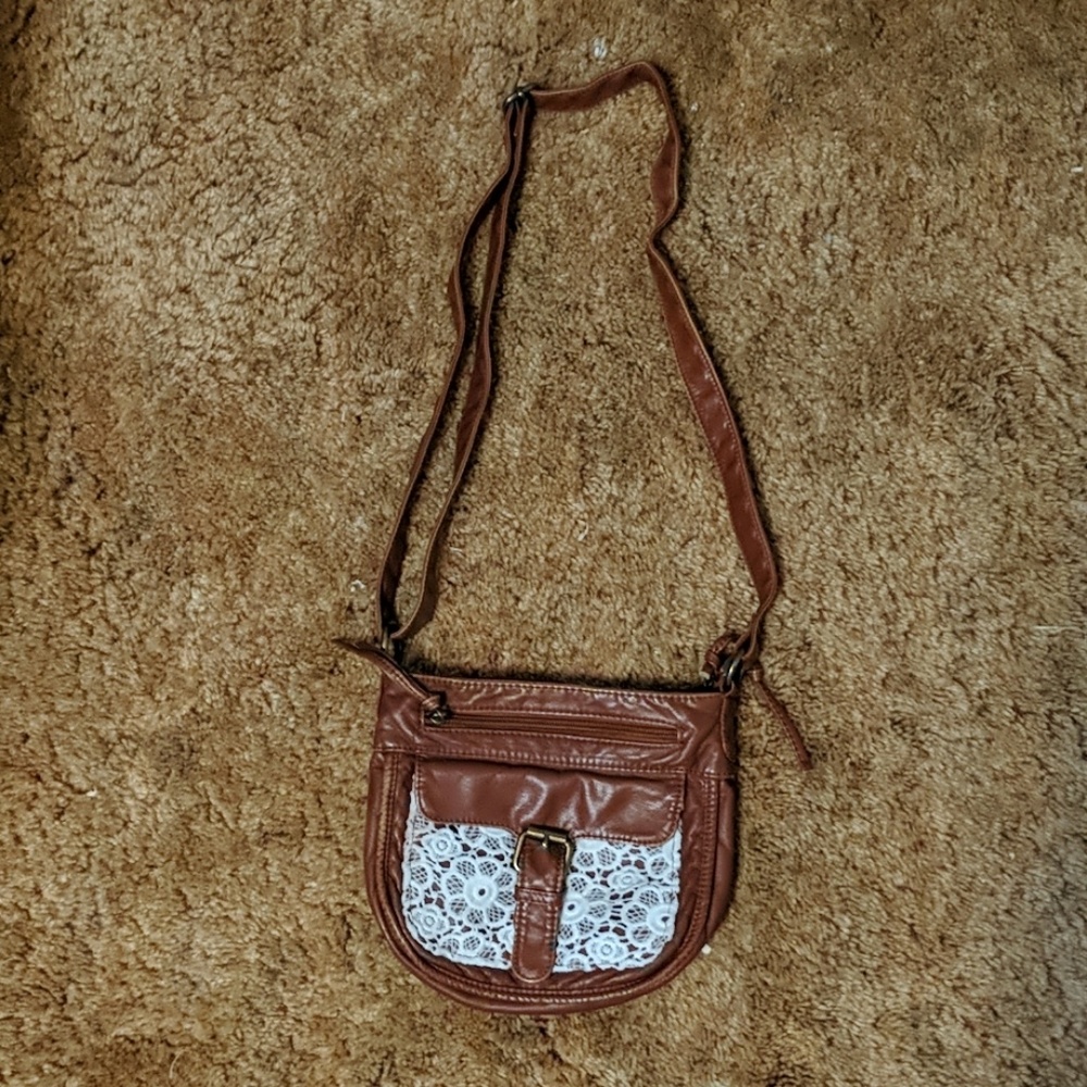 Lace and leather purse